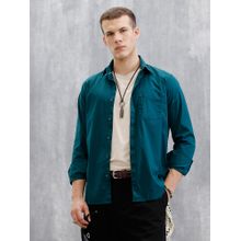 WROGN Men Solid Lycra Blend Teal Shirt