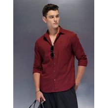 WROGN Men Solid with Clean Tailoring and Comfort Fit Wine Shirt