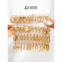 Jewels Galaxy Gold Plated Stylish Pearl Hoop Earrings Set of 24