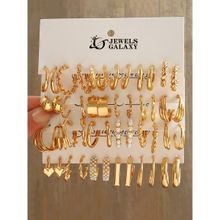 Jewels Galaxy Gold Plated Stylish Hoop Earrings Set of 24