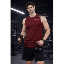 The Fit Theory Men Maroon Tank Top
