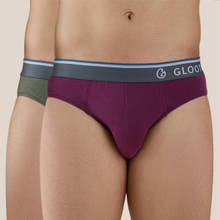 GLOOT Butter Blend Classic Brief with No-Itch Elastic and Anti Odour-Pack of 2 GLI018 Plum-Olive