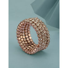 Carlton London Gold Toned Cz Adjustable Wrap Round Bracelet For Women