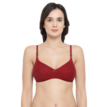 Clovia Cotton Rich Solid Non-Padded Full Cup Wire Free Everyday Bra - Maroon