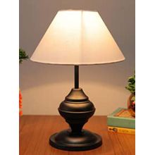 Homesake Black Metal Table Lamp with Fabric Shade - E27 Ring Holder - Urn - White Cone