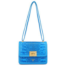 Da Milano Genuine Leather Blue Ladies Shoulder Bag