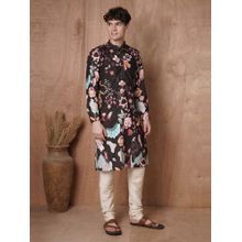 TRYBUY.IN Black Floral Full Sleeves Kurta with Pyjama