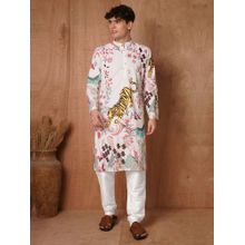 TRYBUY.IN White Printed Full Sleeves Kurta with Pyjama