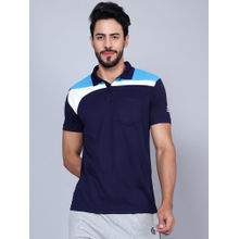 Shiv Naresh Navy Blue Colorblock Fitted Fit Polo T-Shirt
