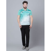 Shiv Naresh Green Printed Fitted Fit Polo T-Shirt