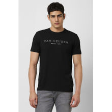 Van Heusen Black Solid Regular Fit T-Shirt