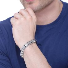 Yellow Chimes Men Silver & Gold-Toned Link Bracelet