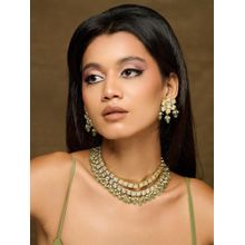 Curio Cottage Glistening Jade Droplet Kundan Necklace Set