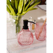 Pure Home + Living Pink Ribbed Glass Soap Dispenser