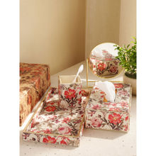 Pure Home + Living Set of 3 Pink Floral Print Faux Leather Bathroom Accessories
