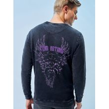 Bewakoof Men's Black Fear Nothing Graphic Printed Sweatshirt