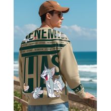 Bewakoof Official Tom & Jerry Men's Brown Graphic Printed Oversized Sweatshirt