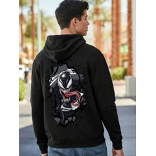 Bewakoof Official Marvel Men's Black Venom Street Graphic Printed Hoodies