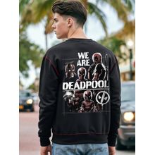 Bewakoof Official Marvel Men's Jet Black Deadpool Graphic Printed Oversized Sweatshirt