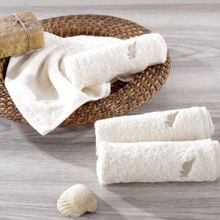 Maspar Colorart 550gsm Cotton Embedded Stripe Solid Cream 4pc Face Towel Set