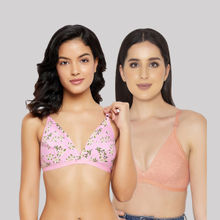 Clovia Cotton Non-padded Non-wired Demi Cup Plunge Bra (pack Of 2)