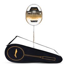 Li-Ning Tectonic 1S Carbon Fibre Strung Badminton Racket with Free Full Cover (White-Gold, 83 gms)