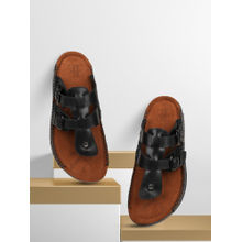 EZOK Men Genuine Leather Sandals Black