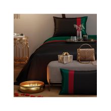 Stoa Paris Black Stripes King Bedsheet with 2 Pillow Covers