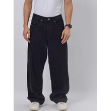 JadeBlue Raw Black Cotton Stratch Washed Baggy Jeans