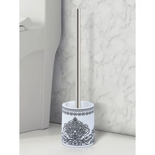 OBSESSIONS Polyresin Printed Toilet Brush with Holder - White & Black