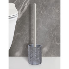 OBSESSIONS Polyresin Textured Toilet Brush with Holder - Silver
