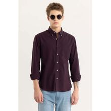 Snitch Burgundy Plain Full Sleeves Slim Formal Shirt for Men