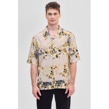 Snitch Nude Floral Abstract Printed Half Sleeves Boxy Casual Shirt for Men