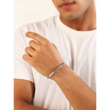 Yellow Chimes Silver Stainless Steel Open Kada Bracelets for Men