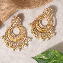 Fida Ethnic Traditional Gold Wedding Kundan Pearl Drop Earrings For Women(OSXXIPDJE16 B)