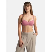 Jockey 1723 Wirefree Padded Cotton Elastane Medium Coverage T-shirt Bra-Heather Rose