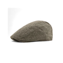 CHOKORE Men Brown Flat Top Herringbone Ivy Beret Hat
