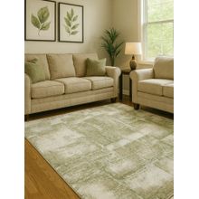 OBSESSIONS Green Abstract Polyester Carpet ideal for Living room and Bedroom