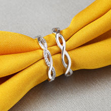 Peora Silver Plated Crystal Infinity Adjustable Couple Rings for Women Men (PFCCR31)