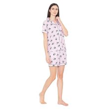 Bonjour Womens Pink Printed Night Suit