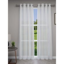 GM 7 Feet Striped Grommet Sheer Door Curtain Panel (Set of 2)