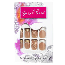 Secret Lives French Nails With Golden Glitter & Check Design
