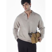 Jack & Jones Men Oversized Grey Solid Sweater