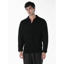 Jack & Jones Men Oversized Black Solid Sweater