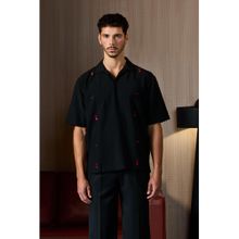 Snitch Men Black Embroidered Shirt
