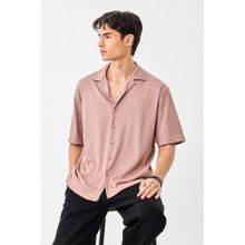 Snitch Men Dusty Pink Textured Half Sleeves Boxy Shirt