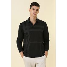 Allen Solly Men Black Printed Polo Neck T-shirt