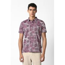 Van Heusen Men Purple Printed Polo Neck T-shirt