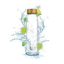 CELLO H2O Glass Fridge Water Bottle With Plastic Cap 920Ml, Copper