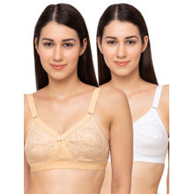 Juliet Womens Non Padded Non Wired Bra Combo Chandni Skin White